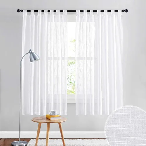 Vista 14 de RYB HOME - Cortinas de lino con textura transparente, 2 paneles