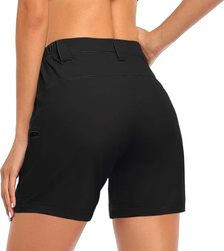Vista 5 de Sports Shorts for Women Casual Summer Cotton Butt Lifting Shorts Pants High Rise Cargo Shorts Trousers Biker Shorts Black