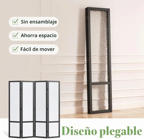 Vista 5 de Divisor de habitación acrílico, pantalla de división independiente de 4 paneles, panel de privacidad translúcido esmerilado, divisor ligero