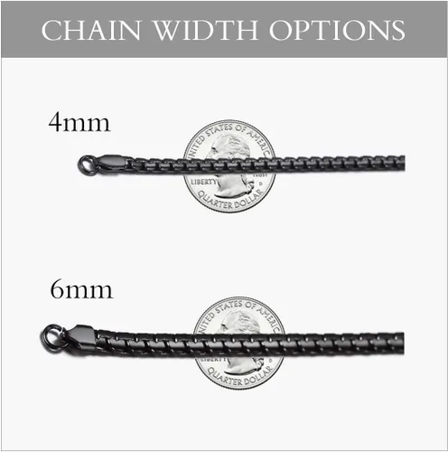 Vista 6 de ChainsPro 46mm Box Chain Necklace,14182224262830inch, 316L Stainless SteelGold PlatedBlack -Send Gift Box
