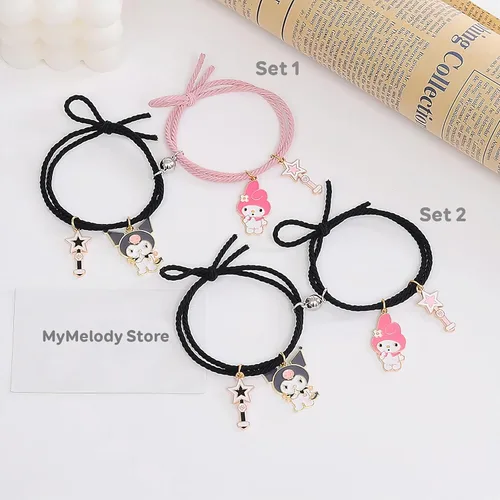 Vista 7 de Kuromi And My Melody - Pulsera magnética para parejas, relación de atracción mutua a juego, pulsera de cuerda para él y ella, regalo para mejor amiga