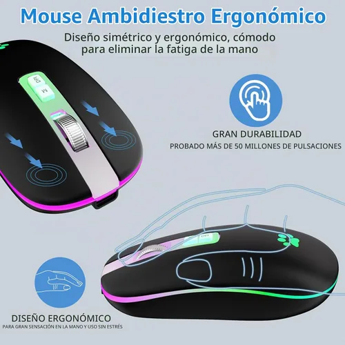 Vista 6 de KARFUN Ratón inalámbrico, ratón de computadora delgado portátil con retroiluminación LED para portátil, PC, computadora, MacBook, iPad, Chromebook