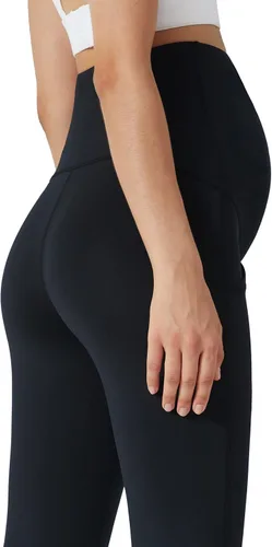 Vista 5 de POSHDIVAH Pantalones de yoga de maternidad para mujer, para trabajo, descanso, elásticos, corte de bota, pantalones acampanados para embarazo