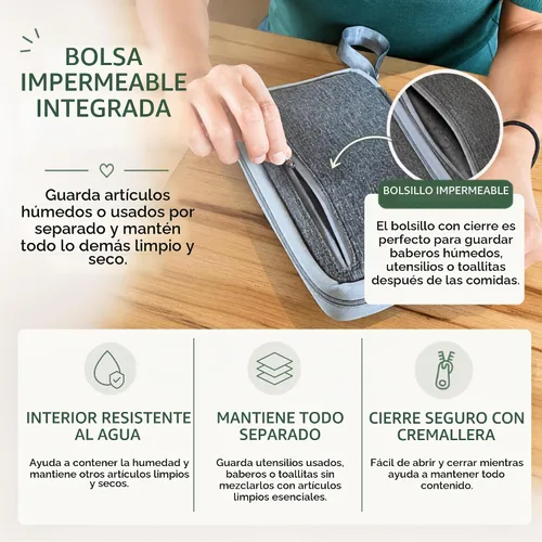 Vista 6 de THEO'S Embrague de suministros de destete LED para bebés, se adapta a los elementos esenciales de la comida e incluye trabillas para utensilios