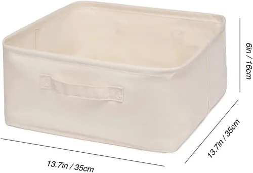 Vista 6 de Canasta decorativa rectangular de tela con asas, organizadora para guardar la ropa