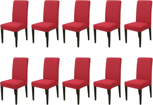 Vista 15 de Chickwin Paquete de 2 fundas elásticas para sillas de comedor, fundas elásticas negras para sillas de cocina, de elastano, sin brazos, ideales