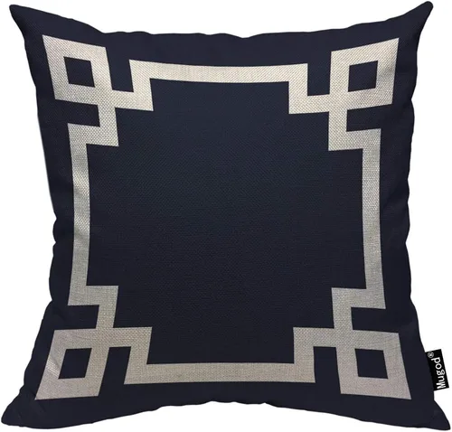 Vista 13 de Mugod Almohada con patrón hexagonal, diseño geométrico, enrejado, polígono, verde lima y blanco, algodón y lino, funda de cojín cuadrada estándar
