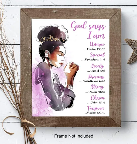 Vista 8 de Arte de pared inspirador con versículo bíblico para mujeres afroamericanas, póster de decoración motivacional para niñas negras, adolescentes, sala