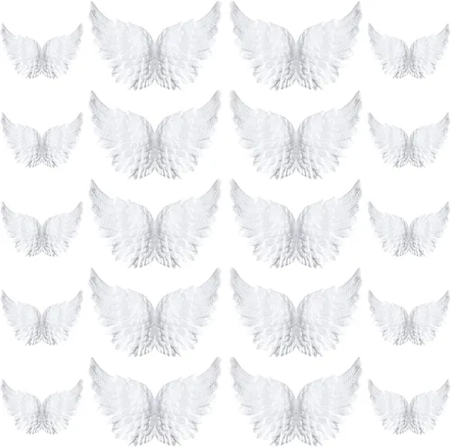 Vista 8 de Yalikop Alas de ángel de plástico 3D para manualidades, disfraz de plumas blancas, mini alas para decoración de manualidades, accesorios
