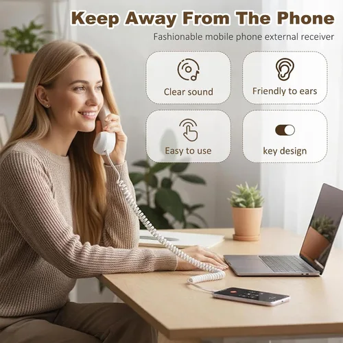 Vista 2 de Teléfono retro 2026, nuevo receptor de teléfono celular con micrófono y altavoz, teléfono retro vintage con cable, estilo teléfono fijo receptor