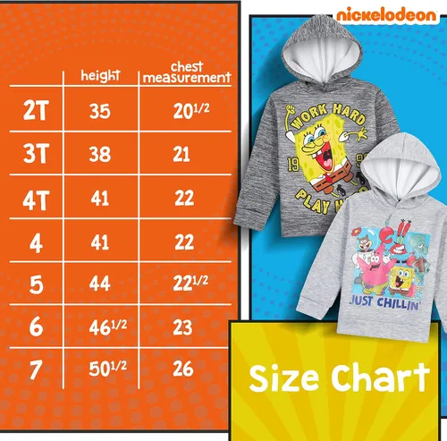Vista 6 de Nickelodeon 2 Pack Spongebob and Rugrats Soft Fleece Hoodies for Boys, Lightweight Graphic Pullover Sweatshirts