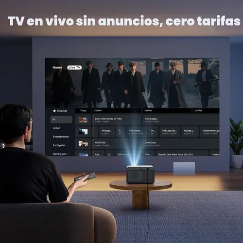 Vista 2 de Proyector con WiFi y Bluetooth: [1800 ANSI/Enfoque automático AI/800+ aplicaciones/compatible con Netflix] Proyector para exteriores con soporte 4K