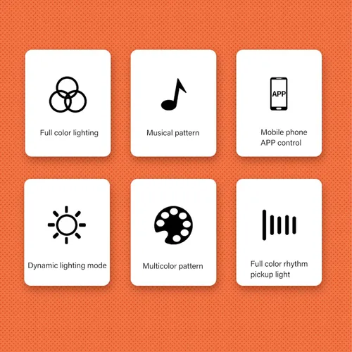 Vista 2 de Luces interiores para automóvil, 2 lámparas magnéticas de ritmo RGB, 32 bits que cambian de color, control de aplicación, luz de ritmo LED de música