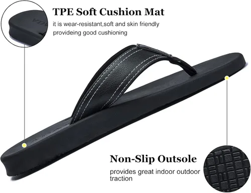 Vista 2 de ADAX Sandalias de cuero cómodas para hombre antideslizantes con cojín deportivo para playa sandalias de tanga