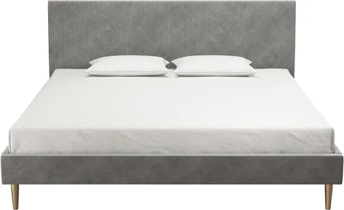 Vista 12 de Mr. Kate Daphne - Cama tapizada con cabecera capitoné de canal vertical, tamaño matrimonial, terciopelo marfil