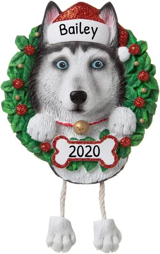 Vista 10 de Adornos de Navidad personalizados para perros 2024 – Corona de perro Beagle Adornos de Navidad para amantes de los perros, adorno de primera Navidad