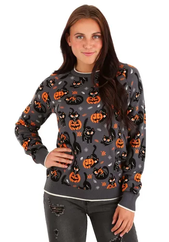 Vista 5 de Suéter de Halloween para Adultos Gato Peculiar Multicolor