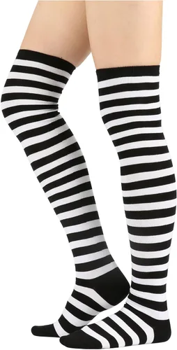Vista 2 de Calcetines largos por encima de la rodilla, con rayas, para mujer.