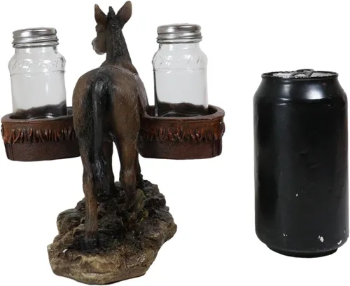 Vista 7 de Ebros Gift Western Country Farm Mule Donkey Ass Carrying Saddlebags Figurine Salt Pepper Shakers Holder Decoración De Animales De Trabajo Caballos
