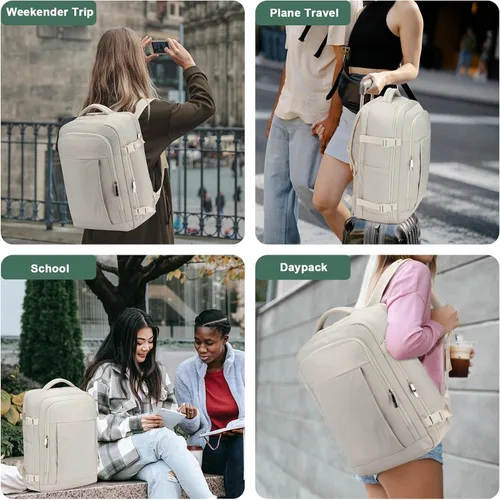 Vista 6 de RDTGO Mochila de viaje para mujer, bolsa de viaje para artículos personales para laptop de 17 pulgadas, mochila de mano aprobada por vuelo, mochila
