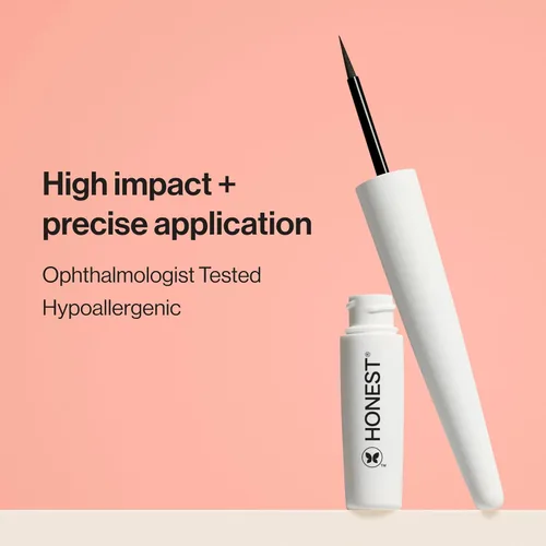 Vista 3 de Honest Beauty Extreme Length - Máscara voluminizadora limpia + paquete de delineador líquido vegano duradero Verificado por EWG + libre