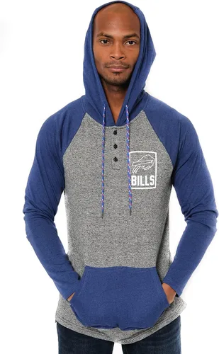 Vista 26 de Ultra Game - Sudadera con capucha de vellón para hombre con cuello Henley de la NFL Negro