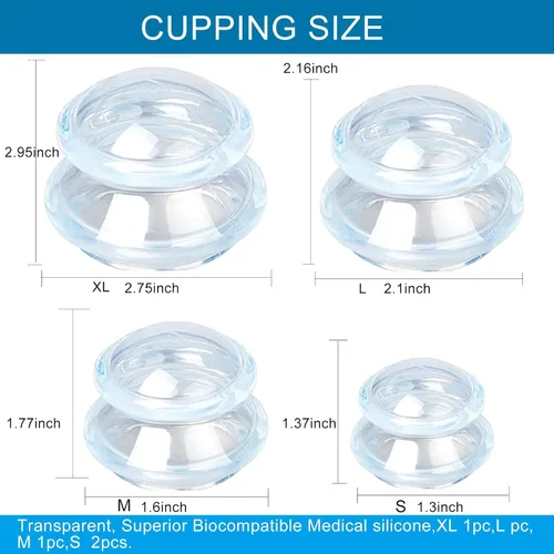 Vista 5 de Shinefuture Juego de terapia de ventosas, kit de 5 piezas de silicona para masaje, masajeador de celulitis, ventosas para masaje corporal
