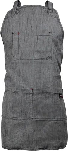 Vista 5 de Delantal Oxford Denim - Delantal para mujer y hombre con ojos metálicos. Correas ajustables en la espalda y cintura. Para trabajo de cocina, chef.