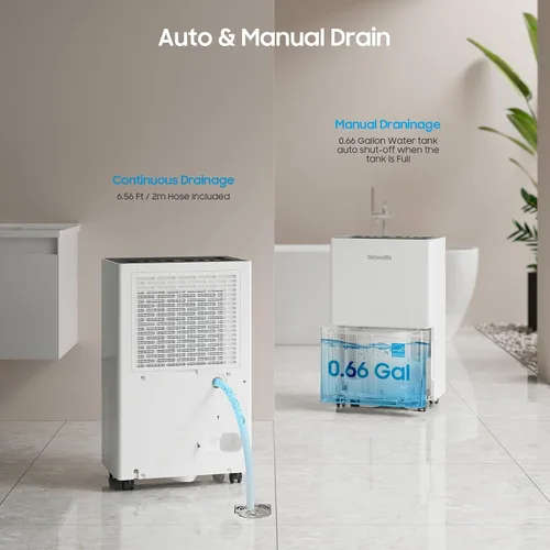 Vista 7 de Deshumidificador Energy Star de 4500 pies cuadrados para sótano del hogar, Glowells 52 pintas, deshumidificador de habitación grande con manguera