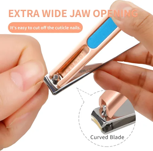 Vista 3 de Juego de cortaúñas para manicura y pedicura, cortaúñas para las uñas de los pies para mujeres y hombres, herramienta de cuidado de uñas con lujosa
