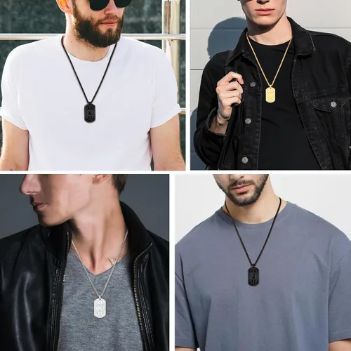 Vista 2 de Graduation Gifts - Football Initial Necklace for Men Boys Kids Teen Dog Tag Stainless Steel Black Letter Pendant Sport Football Athletes Jewelry