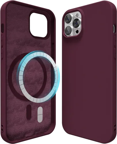 Vista 189 de oakxco Funda de silicona para iPhone 12 Pro Max, magnética, compatible con carga inalámbrica Magsafe, cubierta protectora de goma suave y delgada