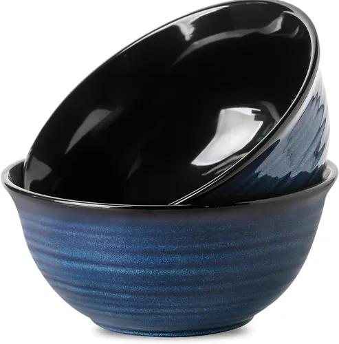 Vista 16 de HASENSE - Cuencos de sopa de cerámica y cuencos de cereal, juego de 6 cuencos de 20 onzas para cocina, juego de cuencos apilables para ramen