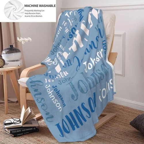 Vista 5 de Manta personalizada con nombre, mantas y mantas personalizadas para niños, bebés y adultos, manta con nombre personalizada para mujeres, hombres