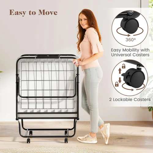Vista 7 de MAT EXPERT Cama plegable con colchón, cama plegable de 75 x 31 pulgadas con colchón de espuma viscoelástica de 4 pulgadas y funda transpirable