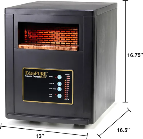 Vista 7 de EdenPURE Classic CopperPLUS Calentador de Infrarrojos — Calentador de Zona de 1500 W Ahorro de Energía para Habitaciones Grandes hasta 1000 pies