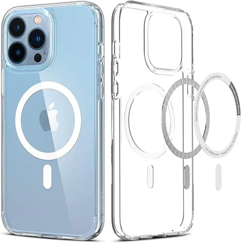 Vista 59 de Spigen Funda para iPhone 13 Mini, ultra híbrida MagFit [antiamarilleo] [compatible con Magsafe] - Transparente