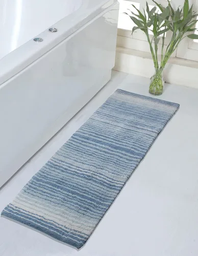 Vista 44 de Home Weavers Gradation Collection - Alfombra de baño 100% algodón, suave y absorbente, antideslizante, lavable a máquina, rectangular, 17 x 24 Beige