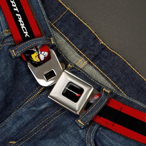 Vista 2 de Buckle-Down Cinturón de seguridad Dodge SCAT PACK Badge Logo Stripe RojoNegroBlanco 1.0 pulgadas de ancho 20-36 pulgadas de largo