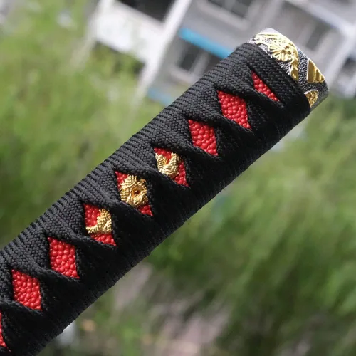 Vista 4 de boyu Mango de espada japonesa samurái Katana Tsuka10.2 '' aleación/cobre/hierro accesorios reales o falsos Samegawa