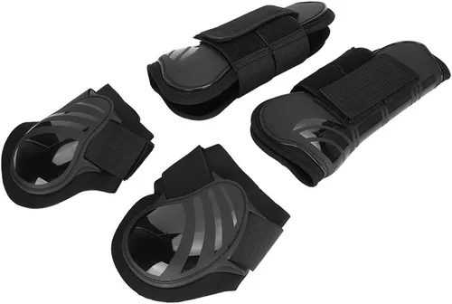 Vista 4 de Zerodis Protector de pierna de caballo, 2 pares de fundas de poliuretano para montar en la parte delantera y trasera de la pierna, botas protectoras