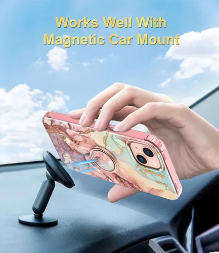Vista 6 de Btscase Funda compatible con iPhone 13, protector de pantalla integrado con soporte de anillo de 360°, cuerpo completo, doble capa, resistente, a