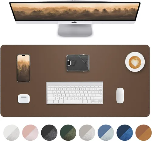 Vista 33 de Tapete protector para escritorio y mouse, antideslizante, de piel sintética, tapete impermeable de escritura para laptop, para oficina y hogar