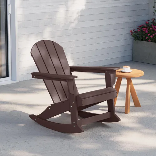Vista 215 de WestinTrends Silla mecedora Malibu de poliéster para exterior/patio Adirondack, Negra