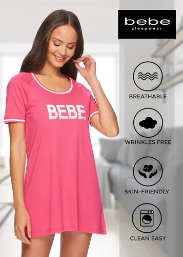 Vista 3 de bebe Vestido de noche para mujer, manga corta, camisones y camisones para mujer, ropa de dormir para mujer