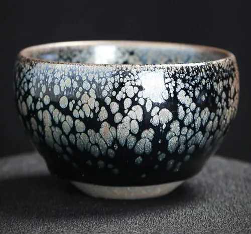 Vista 2 de JianZhan Tenmoku Taza de café de té Tazón de artesanía china, taza de colección de diseñador, ceremonia de estilo antiguo, hecha a mano (A)