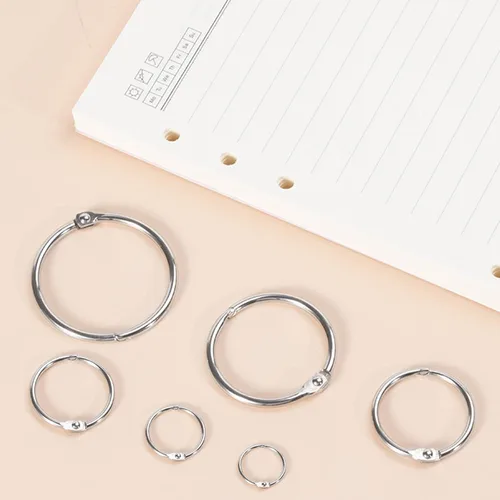 Vista 6 de OWLKELA 50 anillos para carpeta, varios tamaños, niquelados, anillos Bookr de hojas sueltas para tarjetas flash, anillo de tarjeta de índice, anillo