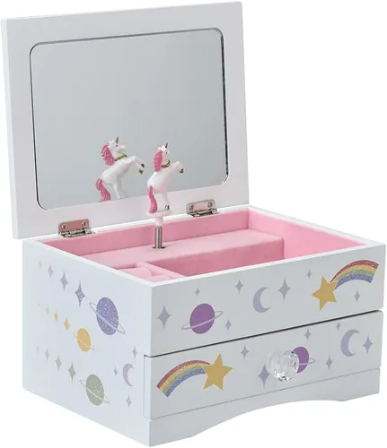 Vista 10 de Aliz - Joyero musical de unicornio para niñas, caja de madera con diseño de unicornio brillante, decoración encantadora de habitación y recuerdos