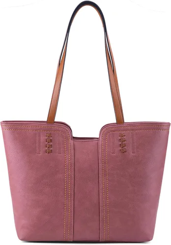 Vista 14 de Montana West Bolso Tote para Mujeres con Asa Superior Bolso de Mano Satchel Ámbar marrón