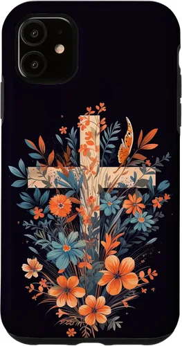 Vista 8 de Boho Floral Christian Cross Jesus God Wild Flower Women Case for iPhone 16